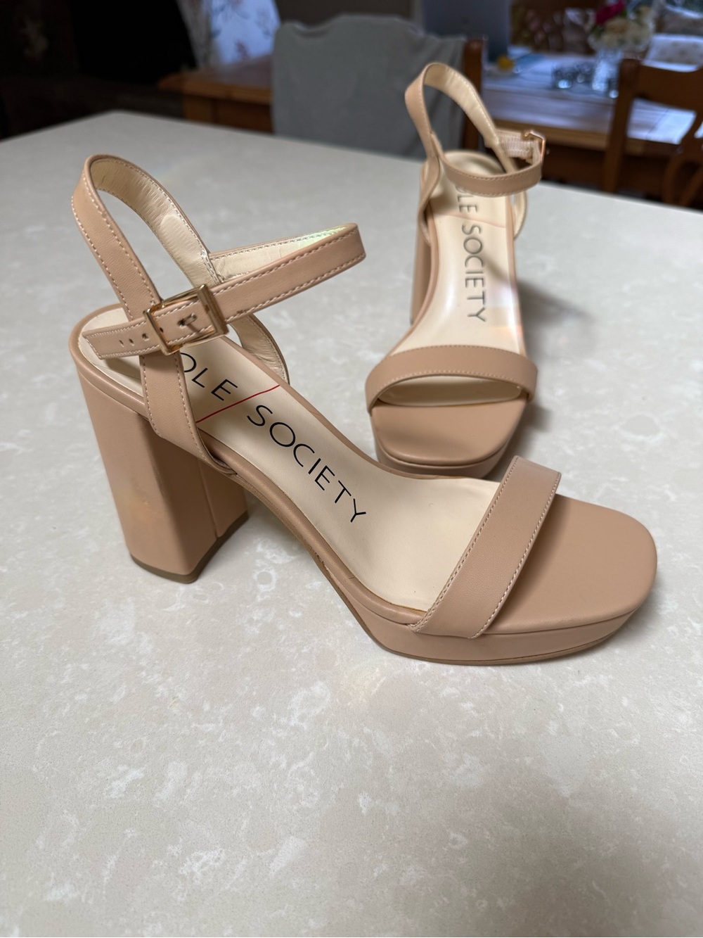Sole Society Strappy Sandals Size 7.5M Block Heels, SO-SENDINAL, Like New - Picture 5 of 11
